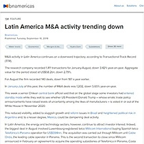 Latin America M&A activity trending down